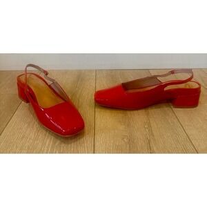 Bared x Pliant Myza Red Patent Leather Plant-Based Heels Eco Sz 9.5/10 $212